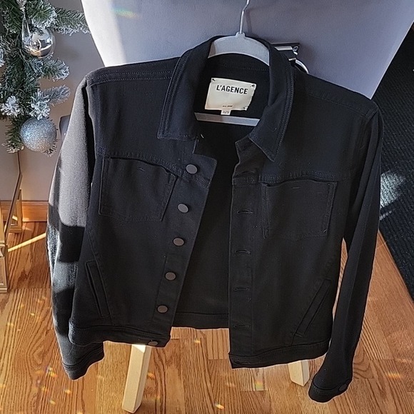 L'AGENCE Celine denim jacket. XS. Black. - Picture 8 of 8